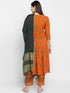 Orange Printed Rayon Suit Set