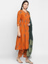 Orange Printed Rayon Suit Set