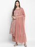 Pink Printed Kurta, Palazzo with dupatta