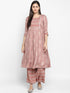 Pink Printed Kurta, Palazzo with dupatta