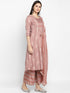 Pink Printed Kurta, Palazzo with dupatta