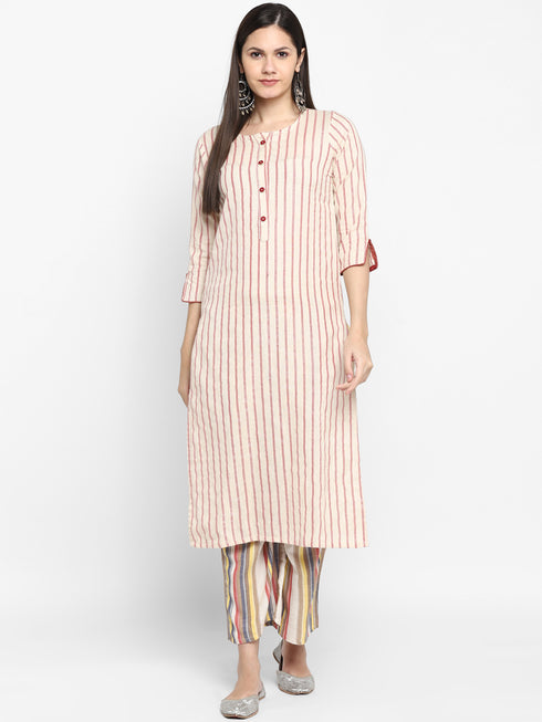 Stripe Multicoloured Cotton Kurta & Palazzo Set