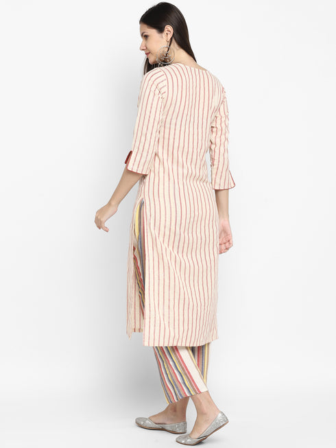 Stripe Multicoloured Cotton Kurta & Palazzo Set