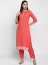 Embroidery Pink Kurta set with Koti
