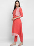 Embroidery Pink Kurta set with Koti