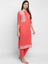 Embroidery Pink Kurta set with Koti