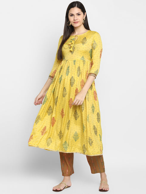 Printed Kurta pant with Handloom Dupatta
