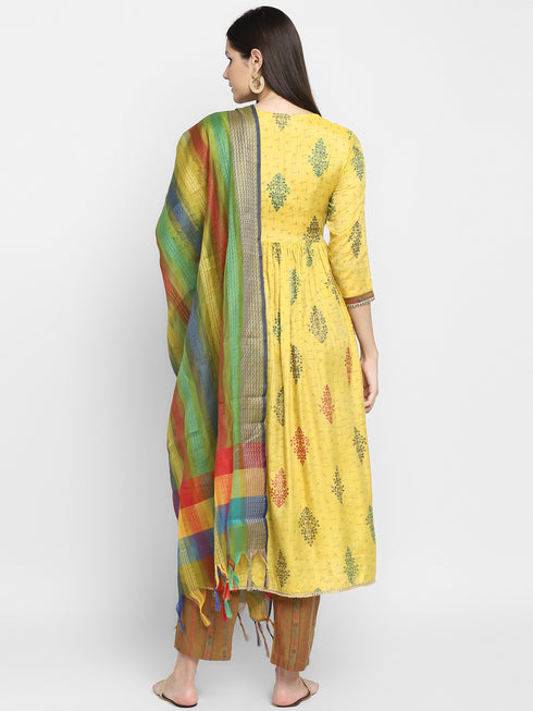 Printed Kurta pant with Handloom Dupatta