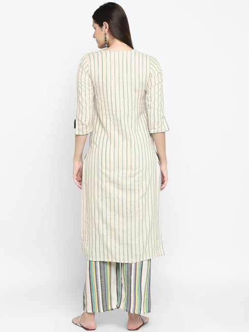 Stripe Multicoloured Cotton Kurta & Palazzo Set
