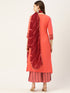 Embroidery Kurta and Palazzo Set Rayon (Orange)