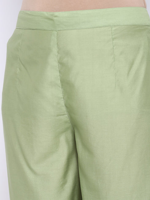 Parrot Straight Chanderi Silk Kurta Suit Set