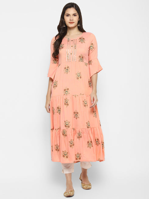 Women Floral Print Rayon A-line Kurta