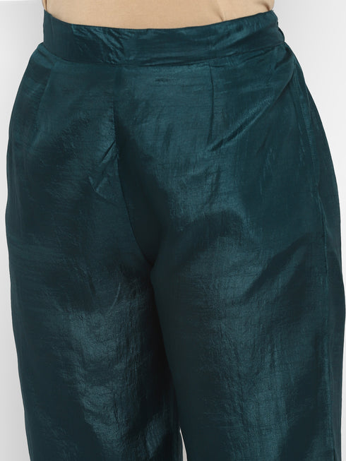 Women Green Gotta Patti Kurta with Palazzos & With Dupatta