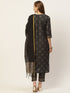 Black Crepe Silk Gold Printed Straight Kurta Suit Set