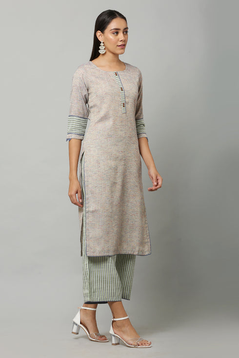 Solid Straight Green Kurta and Palazzo set
