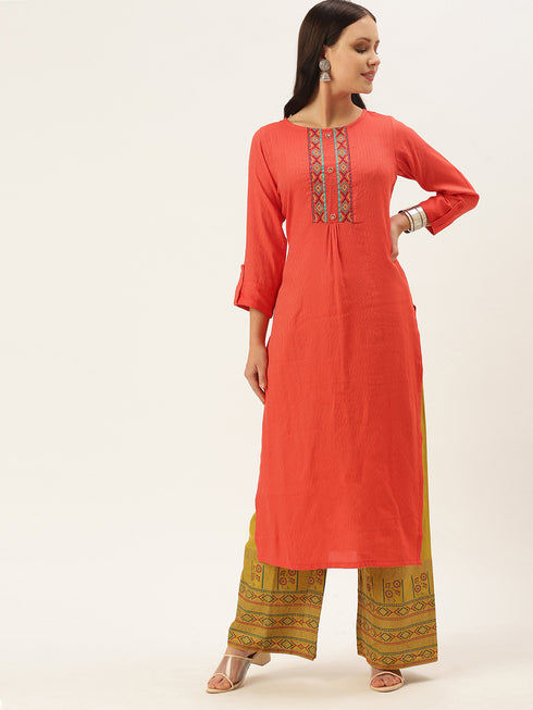 Orange Kurta and Palazzo Set