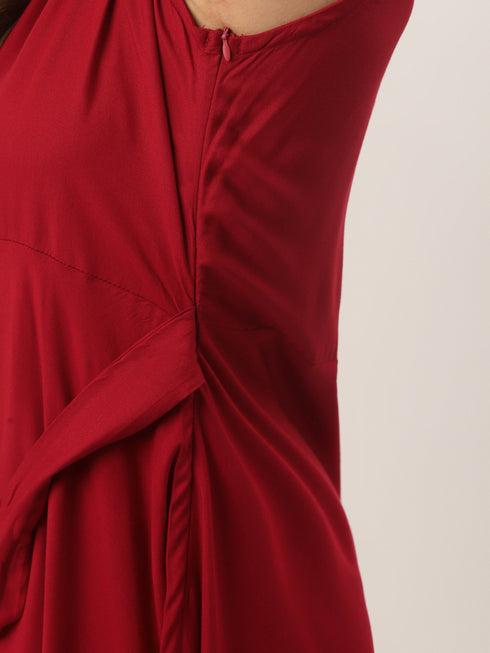 Solid Rayon A-Line Western Dresses