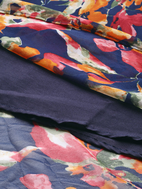 Women A-line Multicolour Flared Printed Dress