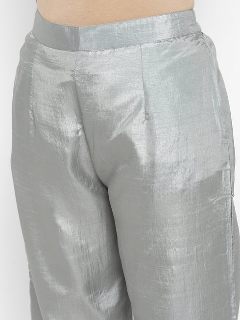 Women Grey Gotta Patti Kurta with Palazzos & With Dupatta