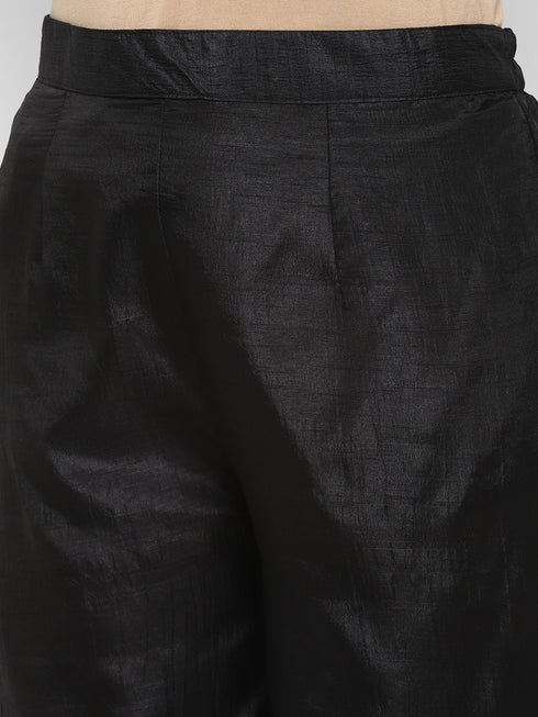 Women Black Gotta Patti Kurta with Palazzos & With Dupatta