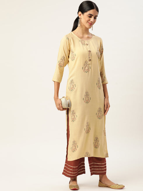 Women Floral Print Rayon A-line Kurta set