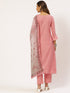 Peach-Coloured Cotton Embroidered Kurta Suit Set