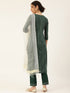 Green Cotton Blend Straight Kurta Suit Set