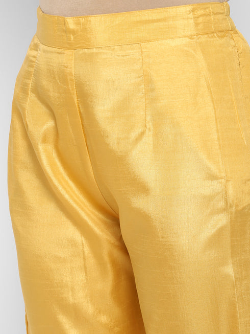 Women Yellow Gotta Patti Kurta with Palazzos & With Dupatta
