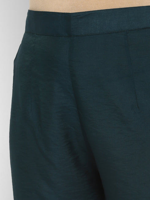 Green Straight Chanderi Silk Kurta Suit Set