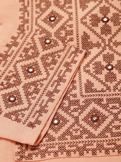 Embroidery Cotton Aari Work Straight Side Slit Kurta