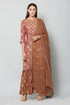 Foil Printed Brown Straight Kurta, Sharara with dupatta