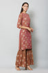 Foil Printed Brown Straight Kurta, Sharara with dupatta