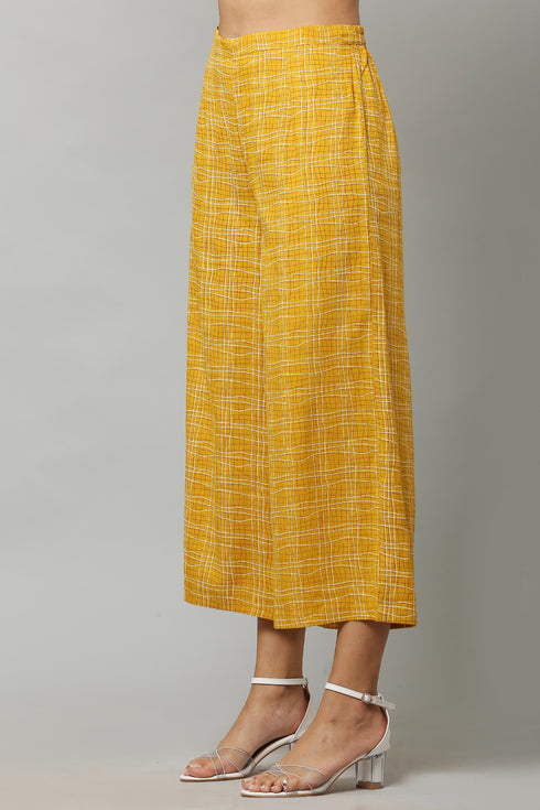 Yellow Rayon V-Neck Straight Kurta Suit Set