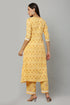 Yellow Rayon Straight Printed Kurta Suit Set