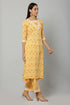 Yellow Rayon Straight Printed Kurta Suit Set