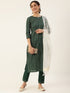 Green Cotton Blend Straight Kurta Suit Set