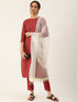 Red Cotton Blend Straight Kurta Suit Set