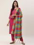 Pink Rayon Straight Embroidered Kurta Pant Set