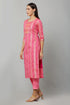 Pink Rayon Jari Stipe Kurta Pant Set