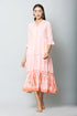 Women Foil Printed Pink Casual Maxi Style Dress