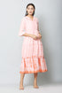 Women Foil Printed Pink Casual Maxi Style Dress