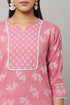 Pink Rayon Printed Straight Kurta Suit Set