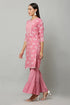 Pink Rayon Printed Straight Kurta Suit Set