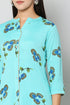 Women Foil Printed Blue Casual Daily Wear Flared Kurta