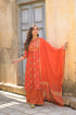 Orange Linen Ethnic Motifs Printed Regular Kurta Suit Set
