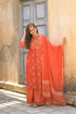 Orange Linen Ethnic Motifs Printed Regular Kurta Suit Set