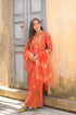 Orange Linen Ethnic Motifs Printed Regular Kurta Suit Set