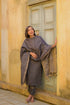 Solid Grey Straight Kurta Pant And Dupatta Set