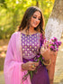 Purple Silk Embroidered Aari Work Straight Kurta Suit Set