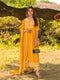 Yellow Panelled Printed A-Line Rayon Kurta Suit Set